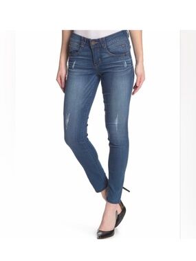 Democracy Medium Blue Skinny Jeans with Faded Details